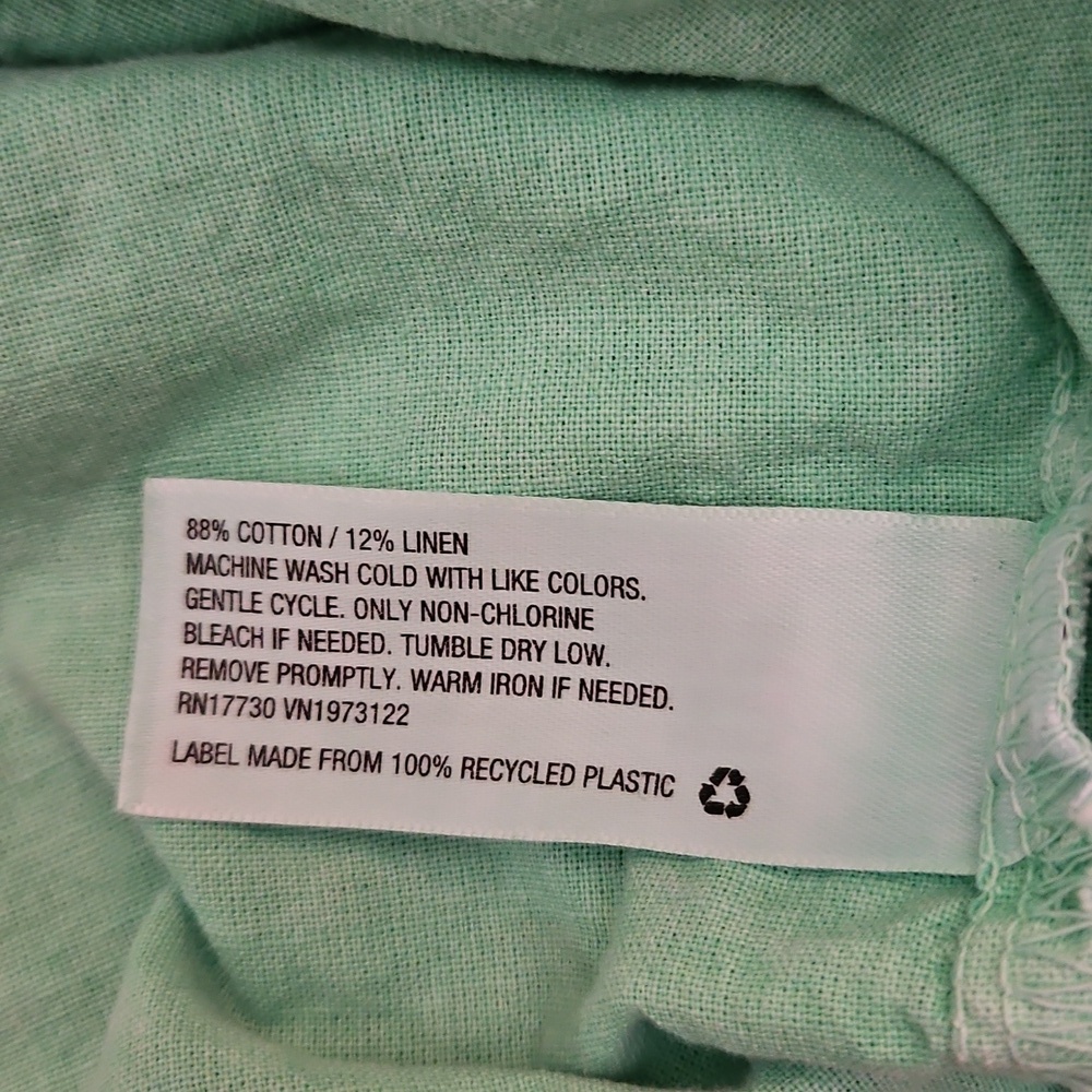 UNIVERSAL THREAD Lime Green Linen Blend Cropped Long Sleeve Shirt - Picture 7 of 7